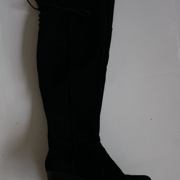 Tall Black Heeled Suede Boots - Picture 3 of 4